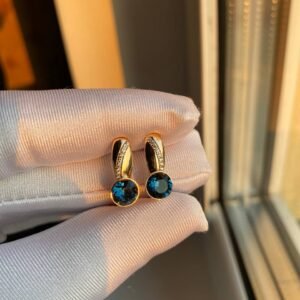 Paauksuoti auskarai su Swarovski kristalais №00004