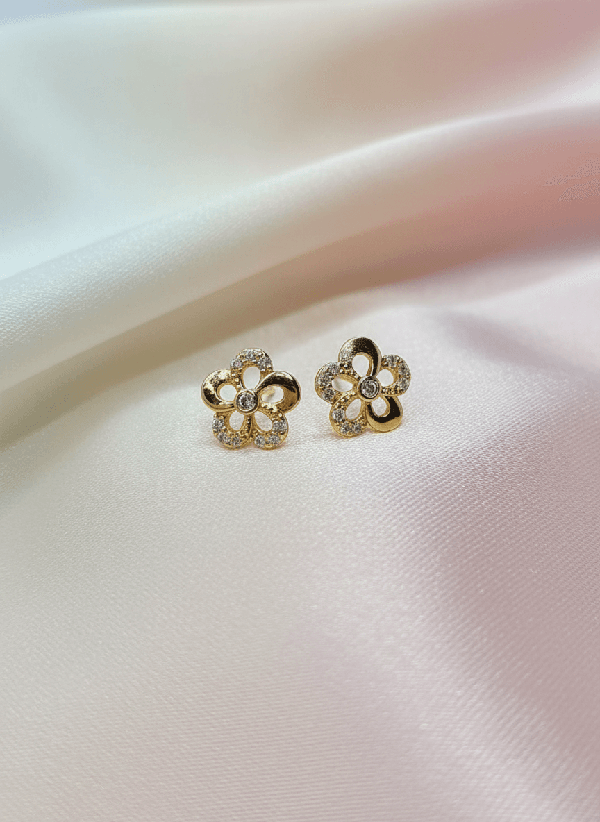 Paauksuota auskarai su cirkoniais. - Image 2