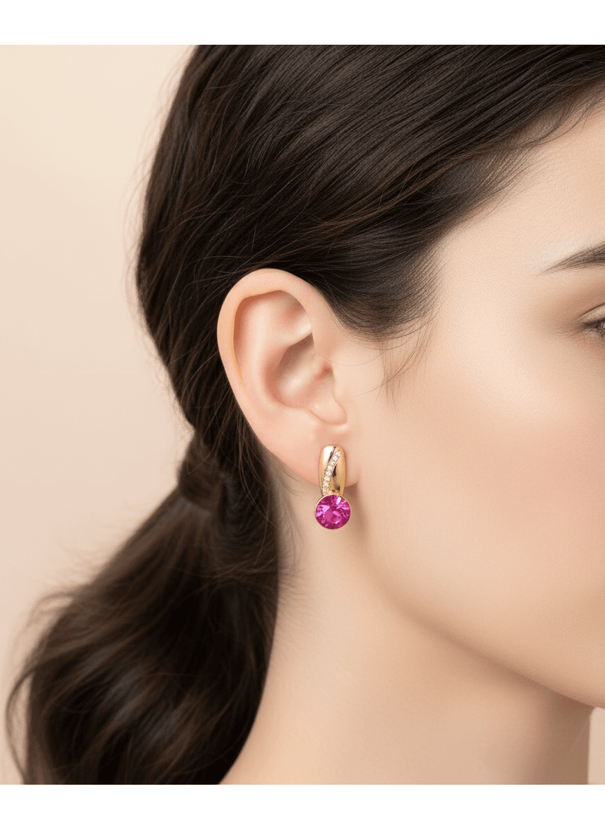 Paauksuoti auskarai su Swarovski kristalais - Image 3