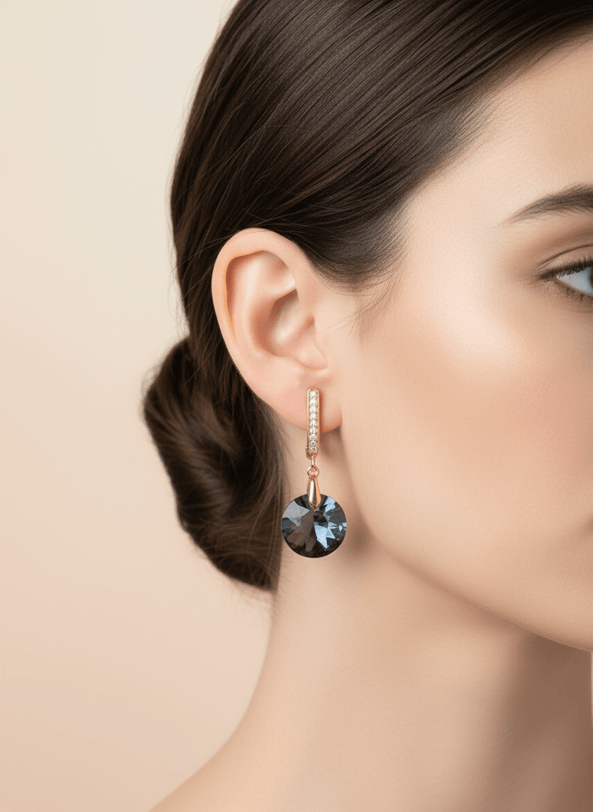 Paauksuoti auskarai su „Swarovski“ kristalais. - Image 2